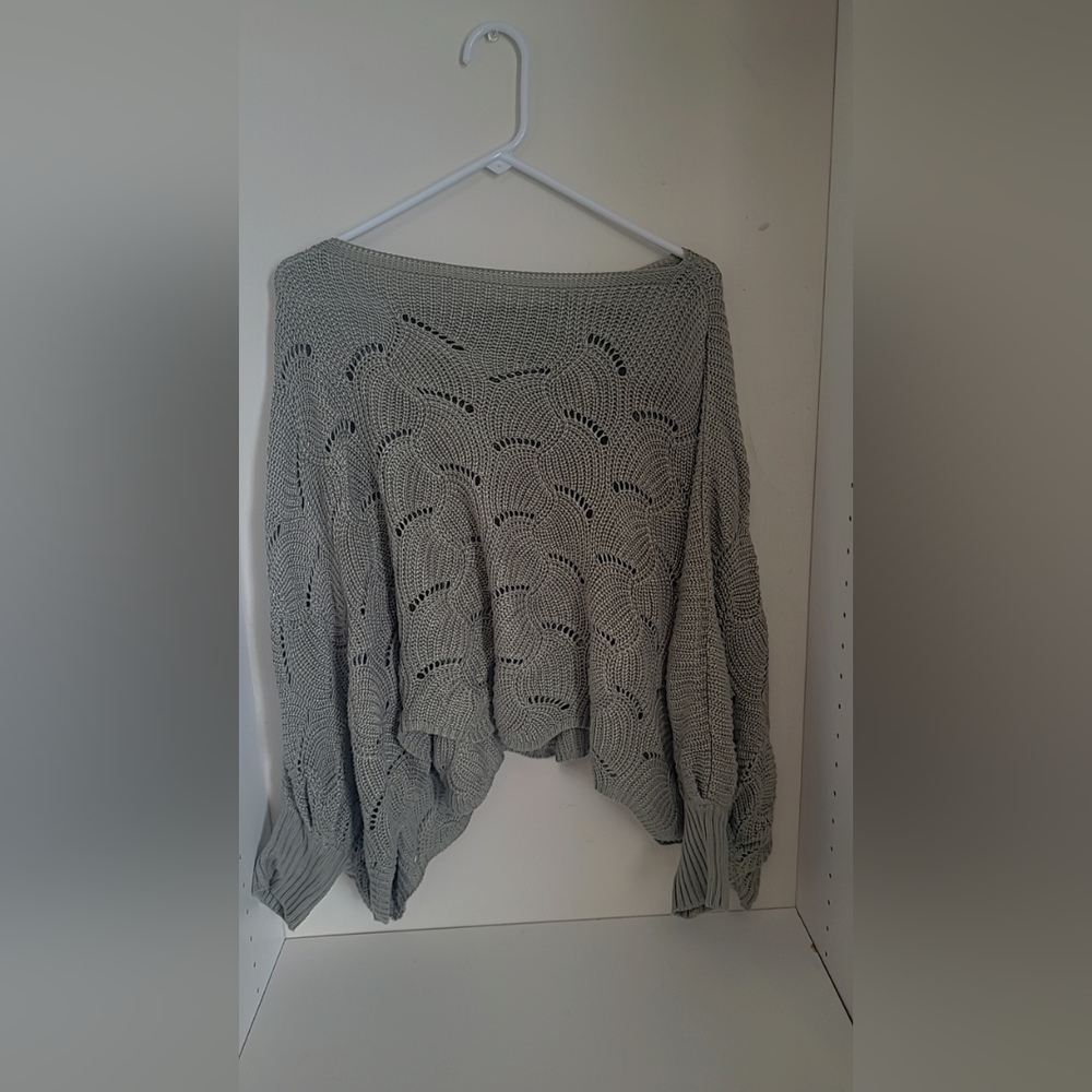 Cute light olive green knitted shawl